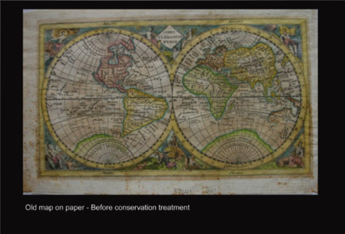 Old map on paper - Before conservation Old map on paper - Before conservation